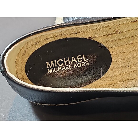 Michael Kors Kendrick Slip On Espadrille Flats MK Logo Leather Black Size: 8.5 M - Picture 12 of 15